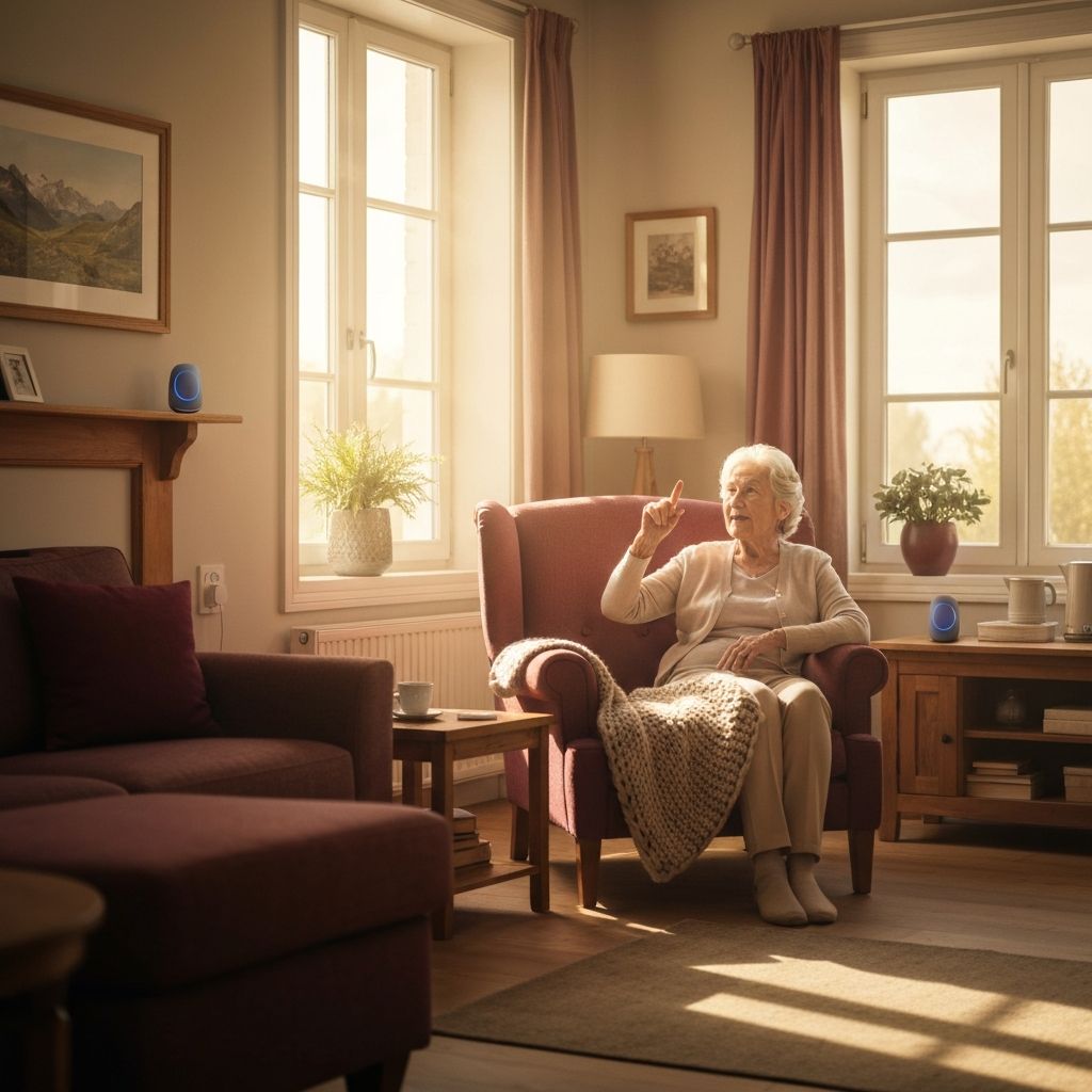 Cozy living room with smart home technology